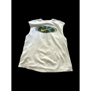 Vintage 90's Nike Air Basketball Cut-Off Tank Top Sz Large Y2K Rare White Green